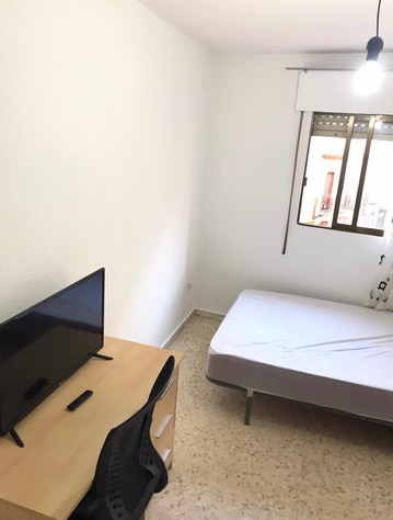 Room H44 · study area, TV and bed